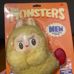 Pop Mart The Monsters Plush earphone case - shrimp pendant storage bag